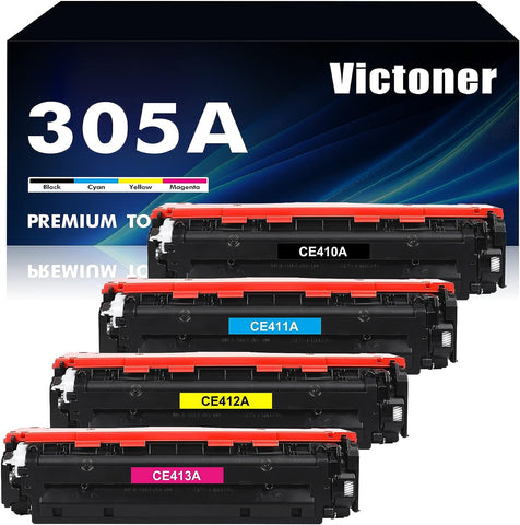 305A Toner Cartridge 4 Pack Replacement for HP 305A 305X CE410A CE411A CE412A CE413A for Pro 400 Color M451nw M475dn M451dn M476nw M351 M375 M451 M475 Pro 300 Color MFP M375nw M351a Series Printer