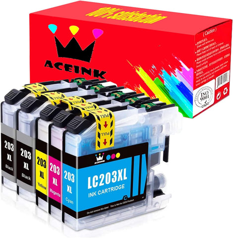 AceInk CompatibleLC203XL Ink Cartridge Replacement for Brother LC203XL LC203 Work for Brother MFC-J460DW MFC-J880DW MFC-J680DW MFC-J4620DW MFC-J480DW MFC-J4420DW Printer, 5 Packs (2BK/C/M/Y)