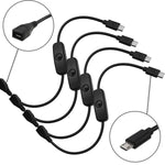 HomeSpot Short USB Cable On Off Switch for Raspberry Pi Arduino USB 2.0 Short Micro USB Extension Cable Cord w/Click Button Power (4 Pack)
