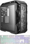 Cooler Master Mastercase H500M Quad Glass Panel Dual 200mm ARGB Fans Case with Water Cooling (Gray) Bundle with RGB Backlighting Mechanical Gaming Keyboard with Blue Switches (2 Items)