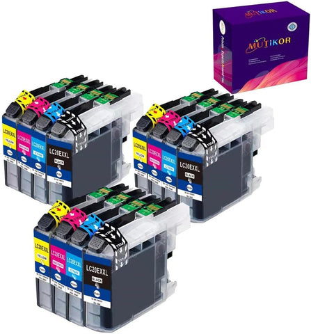 Mutikor Compatible Ink Cartridge Replacement for LC20E LC 20E XXL Use with MFC-J985DW MFC-J775DW MFC J775DW XL MFC J985DW XL MFC-J5920DW(3Black 3Cyan 3Magenta 3Yellow) 12 Pack