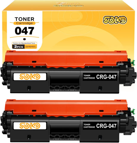 SOKO Compatible Toner Cartridge Replacement for CRG047 CRG-047 047 Black Toner Cartridges, Compatible with imageCLASS LBP113w MF113w LBP112 MF112 LBP110 MF110, i-SENSYS LBP113w MF113w Printer (2-Pack)