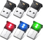 Mini USB LED Light, RGB Car LED Interior Lighting Direct Current 5V Smart USB LED Atmosphere Light, Laptop Keyboard Light Home Office Decoration Night Lamp, Adjustable Brightness, 8 Colors (6 Pieces)