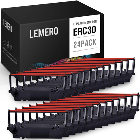 LEMERO ERC30 ERC30/34 38 Black/Red Compatible Printer Ribbon Cartridge for DPN2700, TMU370, TMU375, 270, 300D (Black Red, 24 Pack)