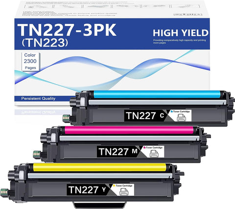 3 Pack (1C+1M+1Y) TN227 TN-227 Compatible Toner Cartridge Replacement for Brother MFC-L3770CDW MFC-L3710CW MFC-L3750CDW MFC-L3730CDW HL-3210CW HL-3230CDW HL-3270CDW HL-3230CDN Printer