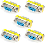 Fielect DB9 VGA Gender Changer 9 Pin Female to Female 2-Row Mini Gender Changer Coupler Adapter Connector for Serial Applications Blue Pack of 20