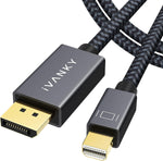 IVANKY 4K Mini DisplayPort to DisplayPort Cable 6.6ft, 4K@60Hz, 2K@144Hz Mini DP to DP Cable, Aluminum Shell, Gold-Plated Braided, Thunderbolt to displayport for MacBook Air/Pro, Surface Pro and More