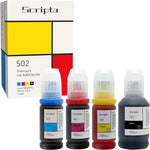 Compatible Ink Bottle Replacement for Epson 502 T502 (Black, Cyan, Magenta, Yellow, 4-Pack)