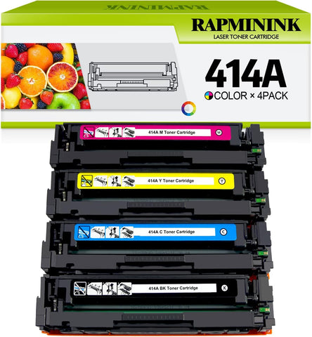 RapmininK (with Chip) Replacement for HP 414A W2020A W2021A W2022A W2023A Toner Cartridge for use with HP Color Pro MFP M479fdw M479fdn M479dw M479dn, Pro M454dn M454 M454dw Printers - 4 Pack