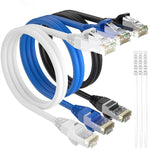Adoreen Cat 6 Ethernet Cable 8 ft-3 Pack-Multi Colors, Gigabit Patch Cord, Soft & Flexible, High Speed Cat6 RJ45 LAN Internet Network Cable Faster Than Cat5e Cat 5 Cable +15 Ties-(2.44m)