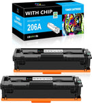 LeciRoba Compatible 206A (with Chip) Toner Cartridges Replacement for HP 206A W2110A 206X W2110X for HP Pro MFP M283 M283FDW M255 M255DW M283CDW Printer (2-Black)