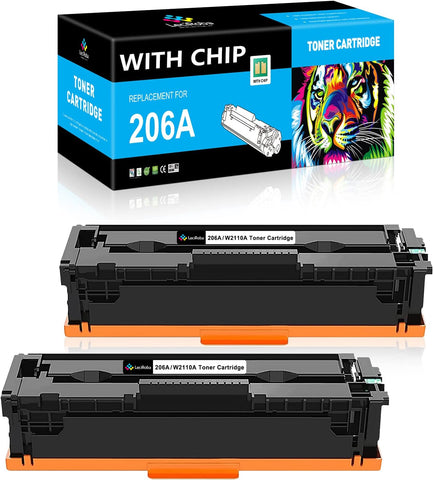 LeciRoba Compatible 206A (with Chip) Toner Cartridges Replacement for HP 206A W2110A 206X W2110X for HP Pro MFP M283 M283FDW M255 M255DW M283CDW Printer (2-Black)