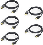 DteeDck DispalyPort to HDMI Cable 6 Feet 5 Pack, DP Dispaly Port to HDMI Cable Adapter Braided Cord Male to Male for Monitor HDTV Display Projector Compatible with Lenovo HP ASUS Dell and Other Brand