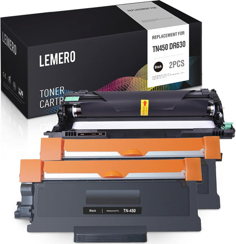 LEMERO Compatible Toner Cartridge and Drum Unit Replacement for Brother TN450 TN420 DR420 to use with HL-2270DW HL-2280DW HL-2230 HL-2240 MFC-7360N MFC-7860DW (2 Toner 1 Drum, 3 Pack)