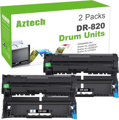 Aztech Compatible Drum Unit Replacement for Brother DR820 DR-820 DR 820 for Brother HL-L6200DW MFC-L5850DW MFC-L5900DW MFC-L6700DW MFC-L5800DW HLL6200DW HL-L5200DW HLL5100DN Printer (Black, 2-Pack)