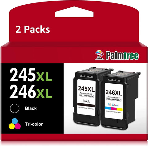 Palmtree Compatible 245XL 246XL Ink Cartridge Black Color Combo Replacement for Canon 245 PG-245Xl CL-246Xl PG-243 CL-244 for Pixma MX490 MX492 MG3022 MG2522 MG2920 MG2420 MG2520 MG2922 TR4520 Printer