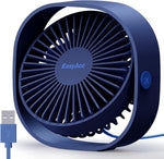 EasyAcc USB Desk Fan, 3 Speeds USB Fan [Lower Noise USB Powered ONLY&Powerful Desk Fan] USB Portable Powered Fan, 360°Rotatable Personal Desktop Table Fan Travel Fan for Desk Home Bedroom Office, Blue