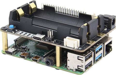 Geekworm UPS for Raspberry Pi, X728 V2.3 (Max 5.1V 6A) 18650 UPS & Power Management Board with Power Loss Detection, Auto On & Safe Shutdown Function Compatible with Raspberry Pi 4B/3B+/3B