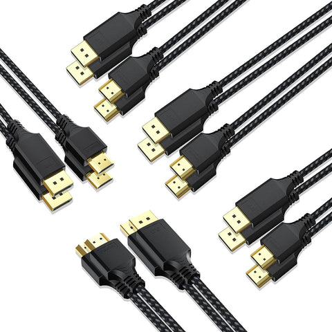 DteeDck Dispaly Port to HDMI Cable 3ft 10 Pack, DispalyPort DP to HDMI Adapter Braided Cord Male to Male for Monitor HDTV Display Projector Compatible with Lenovo HP ASUS Dell and Other Brand