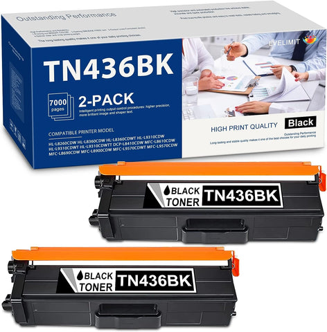 (2-Pack, Black) Super ???????? ?????????? TN436 TN-436 Toner: LVE Compatible TN-436BK TN4362BK Toner Cartridge Replacement for uses with HL-L8260CDW L8360CDWT L9310CDW L9310CDWT L9310CDWTT Printer