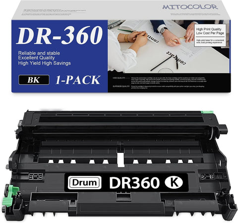 MITOCOLOR High Yield DR-360 DR360 Drum Unit Replacement for Brother DR 360 DCP-7030 7040 7045N HL-2120 2125 2140 2170W MFC-7040 7320 7340 7345DN 7345N 7440 7440N 7840 7840W Printer - 1 Black