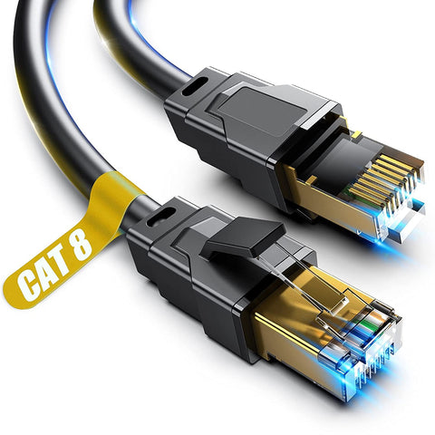 Cat 8 Ethernet Cable, 35ft Heavy Duty High Speed Internet Network Cable, Professional LAN Cable, 26AWG,2000Mhz 40Gbps with Gold Plated RJ45 Connector, Shielded in Wall,Indoor&Outdoor