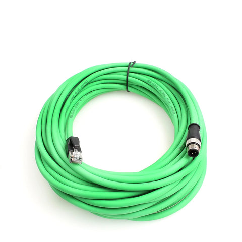 Eonvic M12 4-pin Male to RJ45 E4 Plug High Flex Cat5e Industrial Ethernet Cable Dynamic PUR (20M, Green)