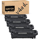 v4ink 4PK Compatible 12A Toner Cartridge Replacement for 12A Q2612A Toner Black Ink for use with HP 1012 1018 1020 1022 1022N 3015 M1005 M1319F Canon D420 D450 D480 MF4150 MF4350D MF4370DN Printer