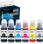 Transpex Compatible Ink Bottle Replacement for 552 T552 Ink Refill Used for EcoTank ET-8500 ET-8550 ET 8500 ET 8550 (6 Pack)