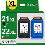 Printer Ink 21 22 Replacement for HP 21 and 22 Ink Cartridges Combo Pack Fit for HP OfficeJet 5610 4315 J3680 DeskJet F2210 F4180 F380 F300 F4140 D1455 3940 F335 PSC 1410 Printers (1 Black,1 Color)