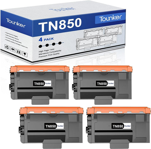 TN850 TN820 Toner Cartridge High Yield Compatible for Brother TN850 TN 850 TN-850 TN820 TN-820 TN 820 for HL-L6200DW MFC-L5900DW MFC-L5850DW MFC-L5700DW MFC-L6800DW HL-L5200DW Printer (Black, 4-Pack)