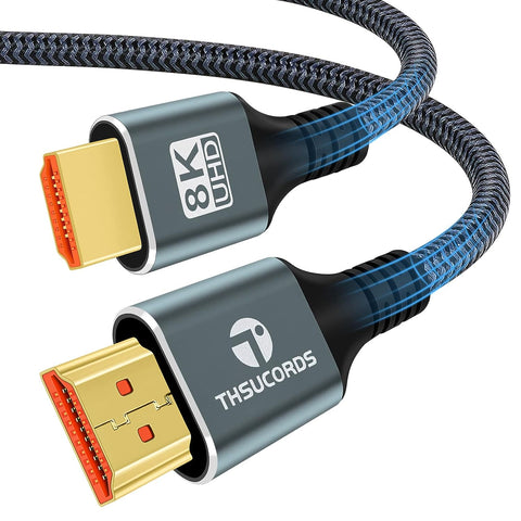 Thsucords 8K 4K HDMI Cable 15FT, High Speed Braided HDMI to HDMI 2.1 Cord Supports 8K@60Hz,4K@120Hz 144Hz 48Gbps Compatible with Roku TV/PS5/HDTV/Blu-ray