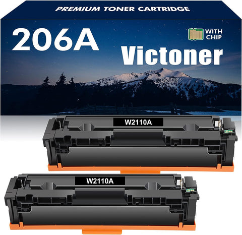 206A Black Toner Cartridges 2 Pack: 206X (with Chip) Compatible Replacement for HP 206A 206X Color Laserjet MFP M283fdw M283cdw M283 Pro M255dw M255 Series Printer W2110A W2110X High Yield Ink