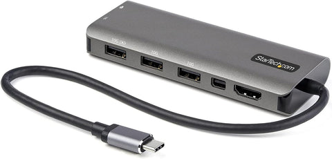 StarTech.com USB-C Docking Station - USB-C to HDMI or Mini DisplayPort 4K 60Hz, 100W Power Delivery Pass-Through, 4-Port 10Gbps USB Hub - USB Type-C Mini Dock - w/ 12" Attached Cable (DKT31CMDPHPD)