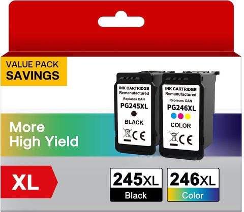 245XL 246XL Ink Cartridge Combo Pack Replacement for Canon PG-245XL CL-246XL for PIXMA MG2420 MG2520 MG2522 MG2525 MG2920 MG2922 MG2924 MG3020 MG3022 MG3029 TR4520 TR4522 TS3120 TS3122 Printer…