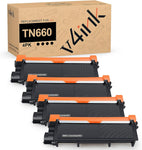 V4INK 4PK Compatible TN-660 Replacement for Brother TN660 TN630 Toner Ink for Brother MFC-L2700DW HL-L2300D L2320D L2340DW L2360DW L2380DW DCP L2540DW L2520DW MFCL2740DW Tray_Toners_Cartridges_Printer