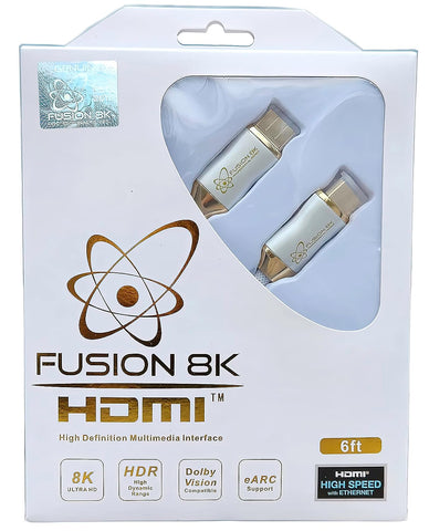 Fusion8K White HDR HDMI 2.1 Cable Supports 8K @60Hz and 4K @120Hz Compatible with Dolby Vision and All TVs, BluRay, Xbox Series X, PS5 (6 Feet)