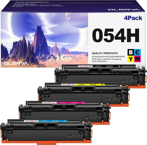 OLORVA Compatible Toner Cartridges Replacement for Canon 054H Works with Color imageCLASS MF641Cdw, MF642Cdw, MF644Cdw, LBP622Cdw Laser Printer(4 Pack)