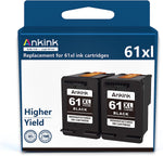 Ankink 61XL Black Ink Cartridge Replacement for HP Ink 61 XL HP61 HP61XL for HP Envy 4500 5530 4502 4501 5535 5534 OfficeJet 4630 4635 DeskJet 2540 1000 1010 1055 1510 3050 3510 3512 Printer (2 Pack)