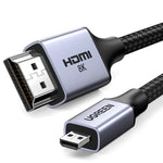 UGREEN 8K Micro HDMI to HDMI Cable 6.6FT, 2.1 Aluminum Shell Braided 48Gbps Ultra High Speed 8K@60hz, 4K@120hz Support HDR eARC Dolby Compatible with GoPro Raspberry Pi 4 Sony Camera Nikon