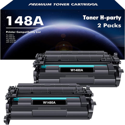 148A Toner Cartridge Black 148X Compatible Replacement for HP 148A 148X W1480A W1480X for HP Pro 4001dw 4001dn 4001n MFP 4101fdw 4101fdn Printer High Yield Ink ( 2 Pack )