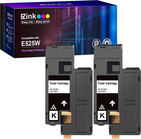 E-Z Ink (TM Compatible Toner Cartridge Replacement for Dell E525W E525 525w to use with E525w Wireless Color Printer for 593-BBJX (Black, 2 Pack)