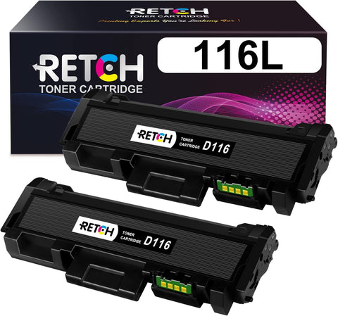 RETCH Compatible Toner Cartridges D116L Replacement for Samsung MLT-D116L D116L MLT116L for Xpress SL-M2835DW SL-M2825DW SL-M2885FW SL-M2825ND SL-M2875FW SL-M2625D SL-M2875FD Printer (2 Black)