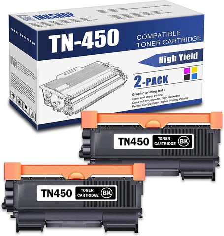 TN450 Compatible TN-450 Black High Yield Toner Cartridge Replacement for Brother TN-450 DCP-7060D DCP-7065DN Intellifax 2840 HL-2132 Toner.(2 Pack)