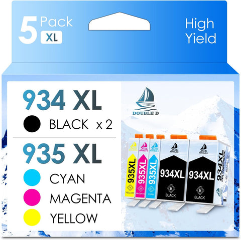 934XL 935XL Ink Cartridges Compatible Replacement for HP 934 and 935 High Yield Work with HP Officejet 6810 HP Officejet Pro 6830 6230 6835 6812 6815 6820 6220 6800 (2BK/C/M/Y, 5 Pack)