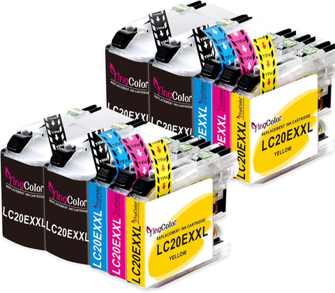 Compatible LC20E Ink Cartridge Replacement for Brother LC20E XXL LC20EXXL, Work for Brother MFC-J985DW MFC-J775DW J5920DW Printer 10-Pack(4 Black, 2 Cyan, 2 Magenta, 2 Yellow)