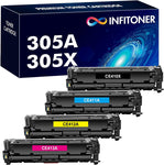 305X 305A Toner Cartridge 4-Pack Replacement for HP 305A 305X CE410X CE411A CE412A CE413A for Laserjet Pro 400 Color MFP M451nw M475dn M451dn M476nw M351 M451 M475 Printer (Black Cyan Yellow Magenta)