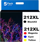 212XL Ink Cartridges for Epson 212XL T212XL 212 XL for Expression Home Epson XP-4100 Epson XP-4105 Workforce WF-2830 WF-2850 Printer 5pack(2 Black Cyan Magenta Yellow)