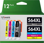 Uniwork Compatible Ink Cartridge Replacement for HP 564 564XL (4BK/2PB/2C/2M/2Y) for Photosmart 7525 7520 7510 C309a C310a B8550 D5460 C6350 D7560 Printer Tray, 12 Pack