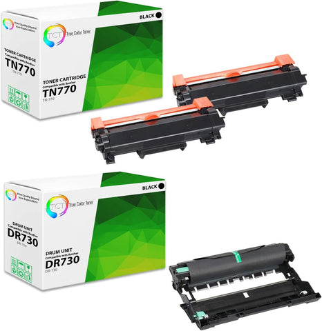 TCT Premium Compatible Toner Cartridge and Drum Unit Replacement for Brother TN770 DR730 Works with Brother MFC-L2750DW L2750DWXL, HL-L2370DW L2370DWXL Printers (2 TN-770, 1 DR-730) - 3 Pack